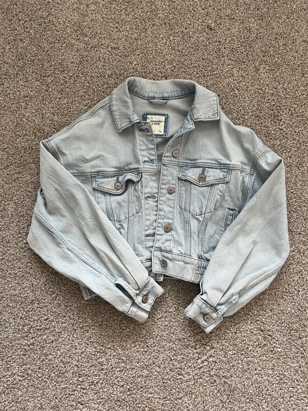 Abercrombie & Fitch Soft Blue Denim Moto Jacket Size Small
